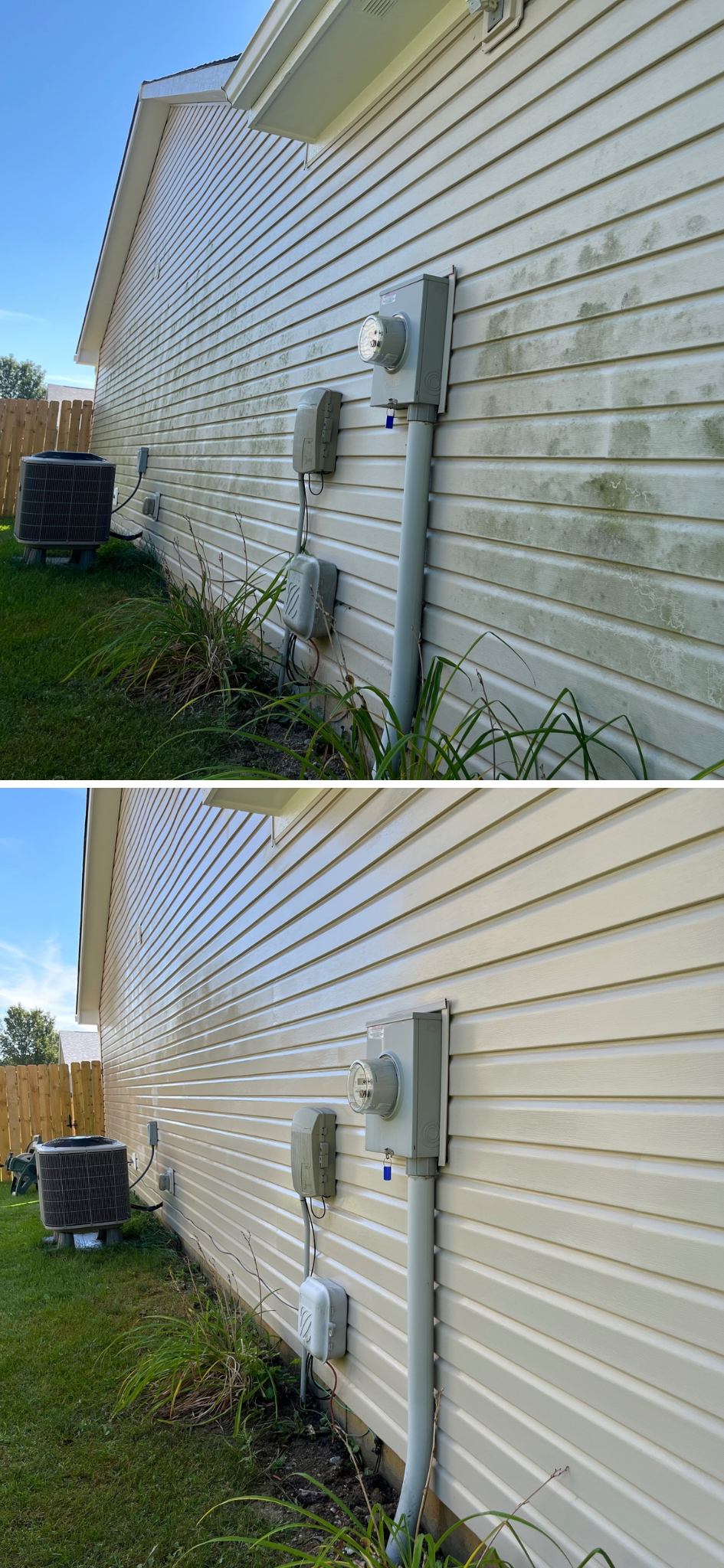 House power washing restoration in Noblesville IN before and after