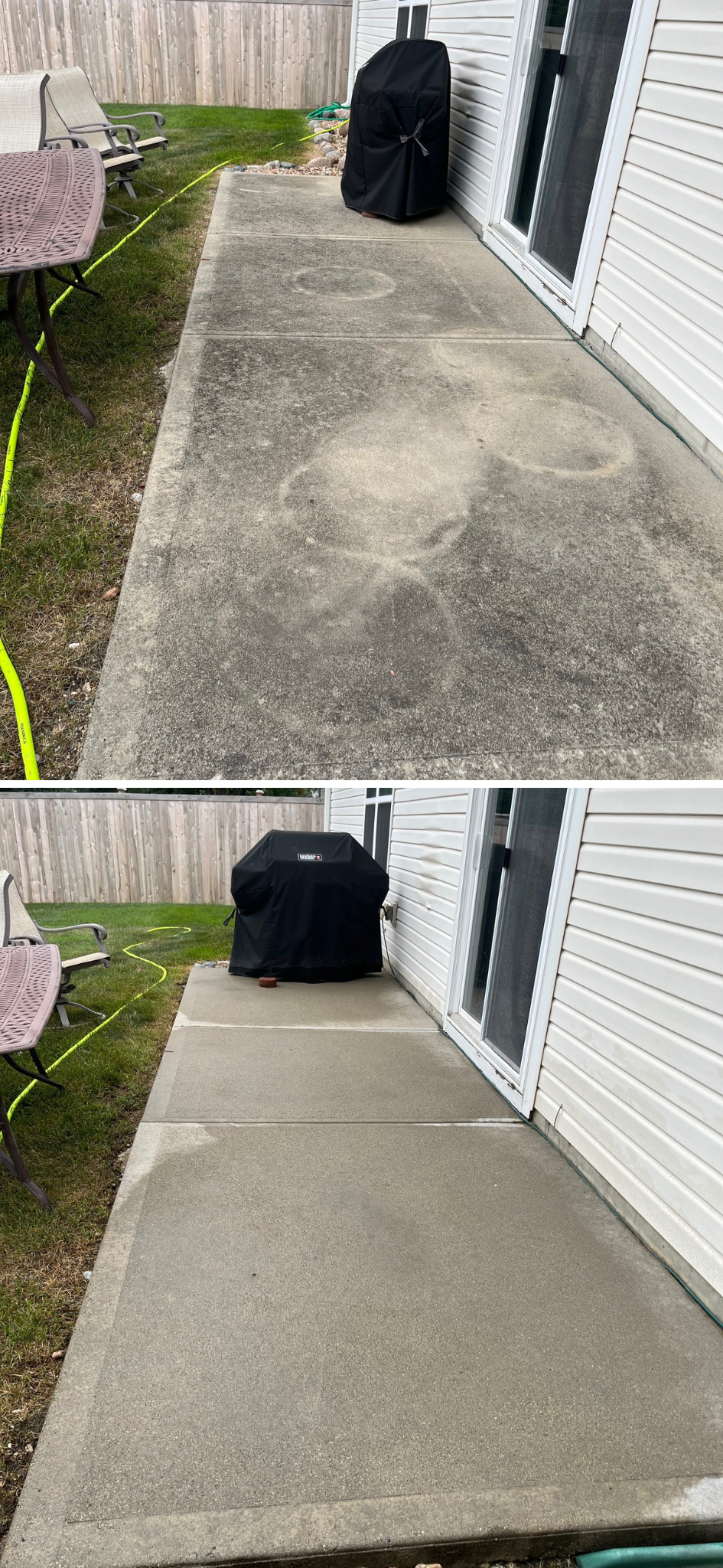 Patio power washing restoration in Noblesville IN before and after