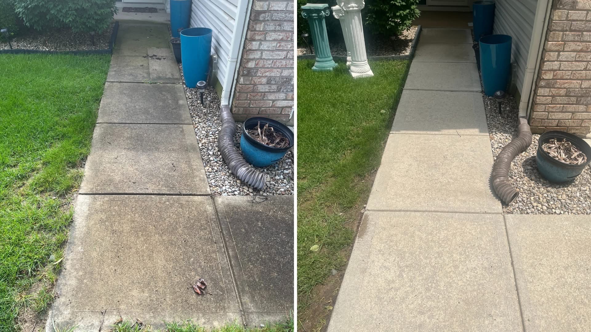 Walkway power washing restoration in Noblesville IN before and after