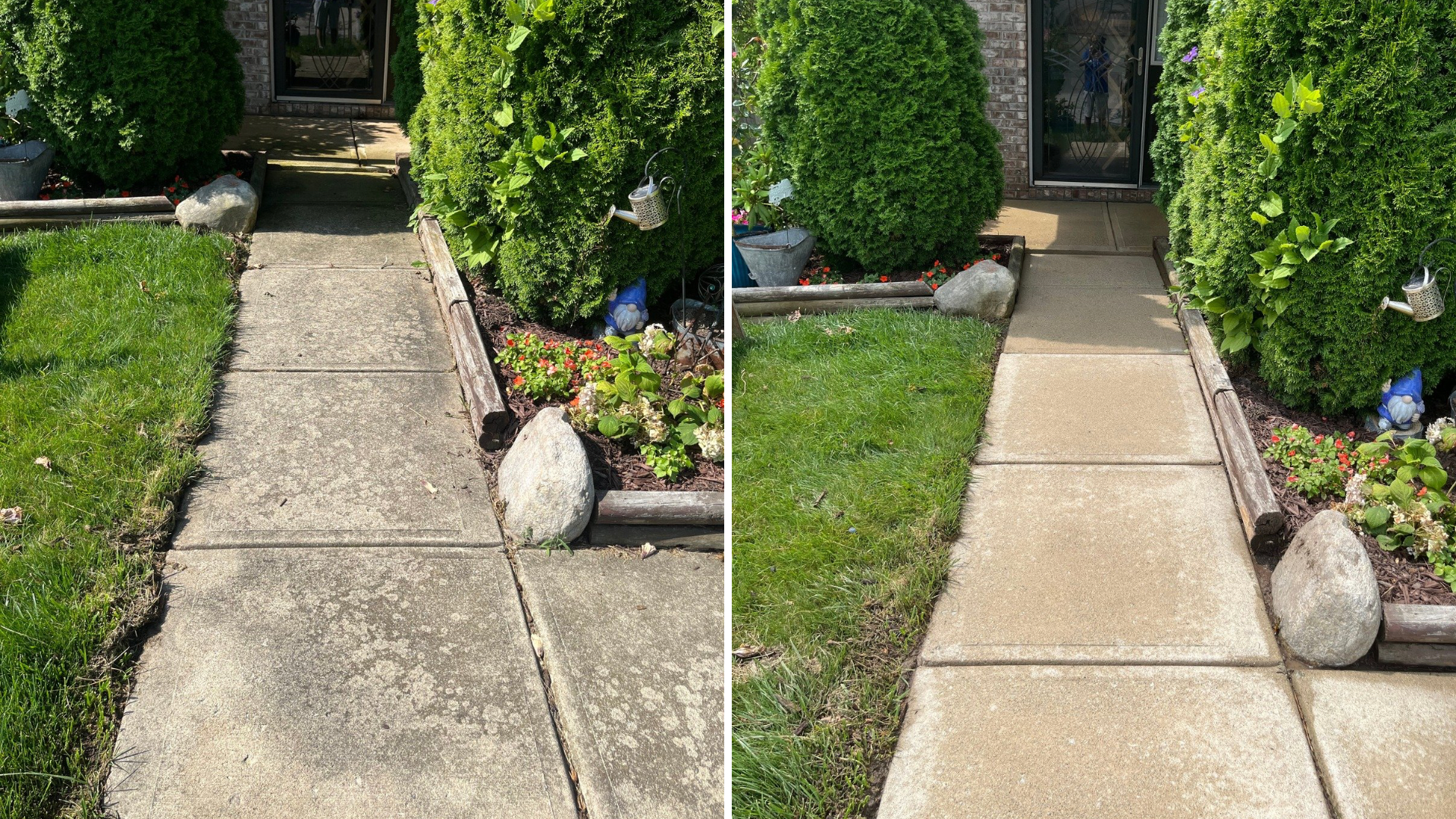 Walkway power washing restoration in Noblesville IN before and after